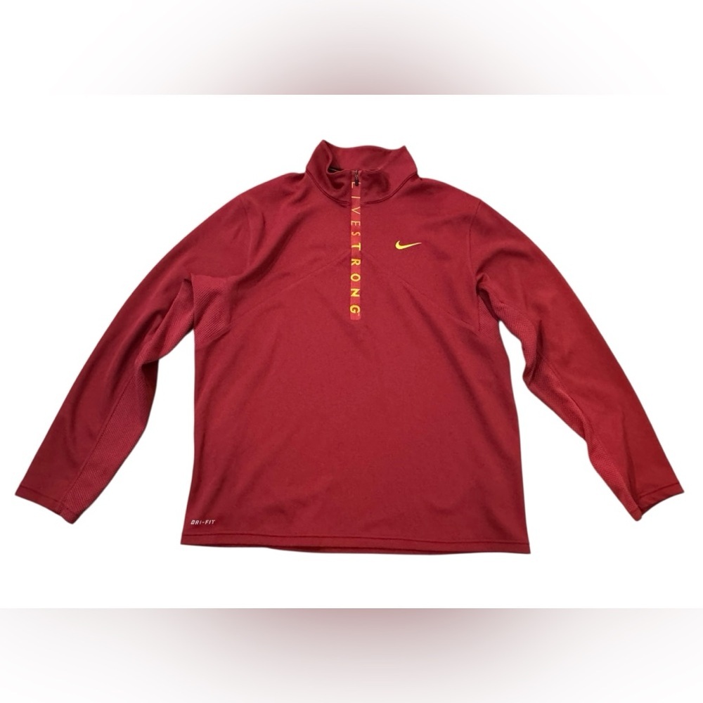 Nike Livestrong Men’s Dri-Fit Red & Yellow Track Jacket 1/4 Zip Pullover, XL